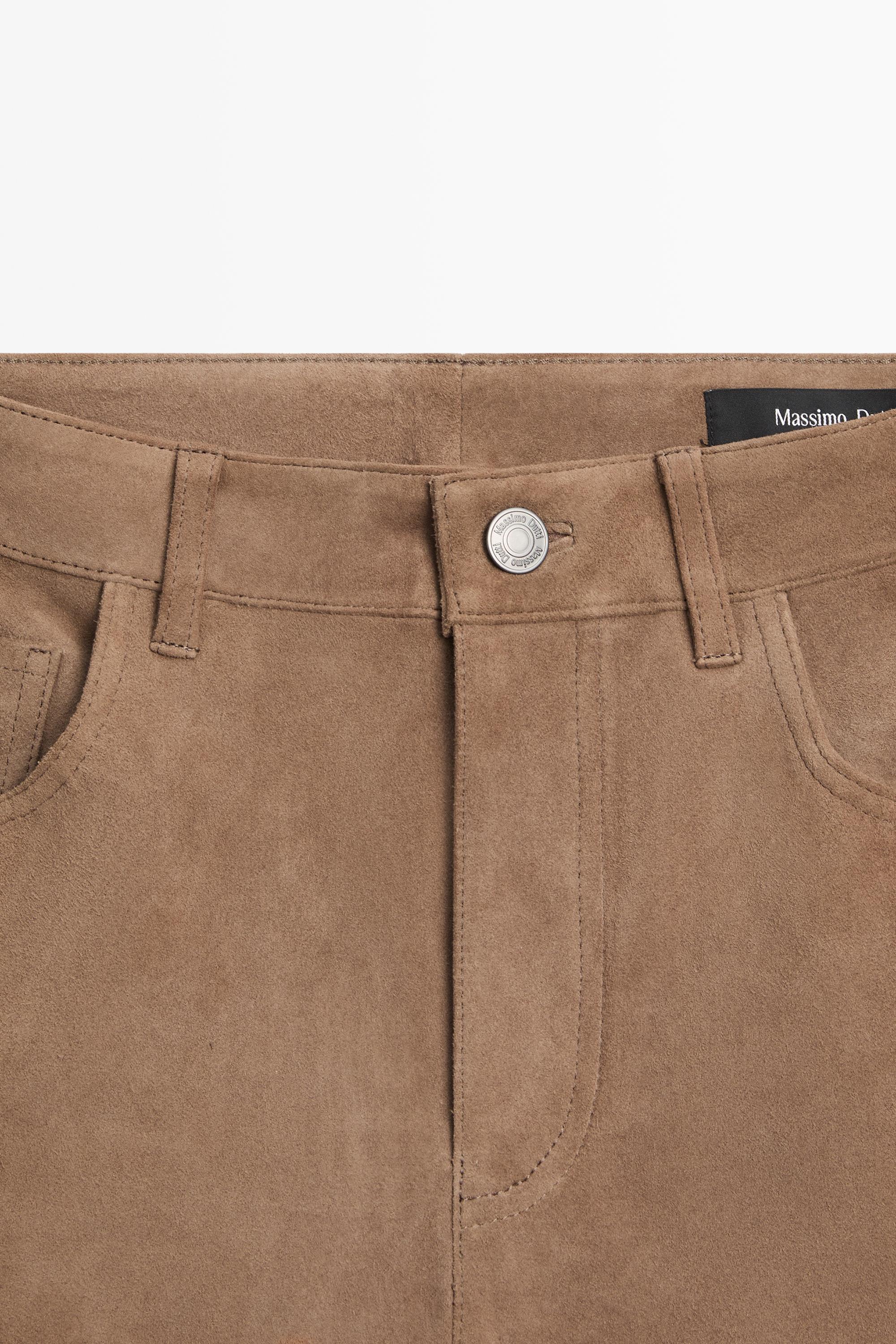 Flare fit suede leather leggings